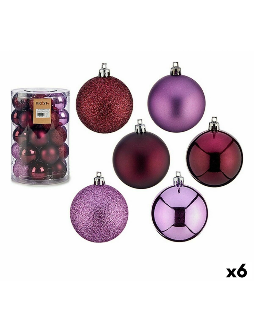 Krist+ - Conjunto de bolas de Natal Roxo Plástico 6 x 7 x 6 cm (6 Unidades)