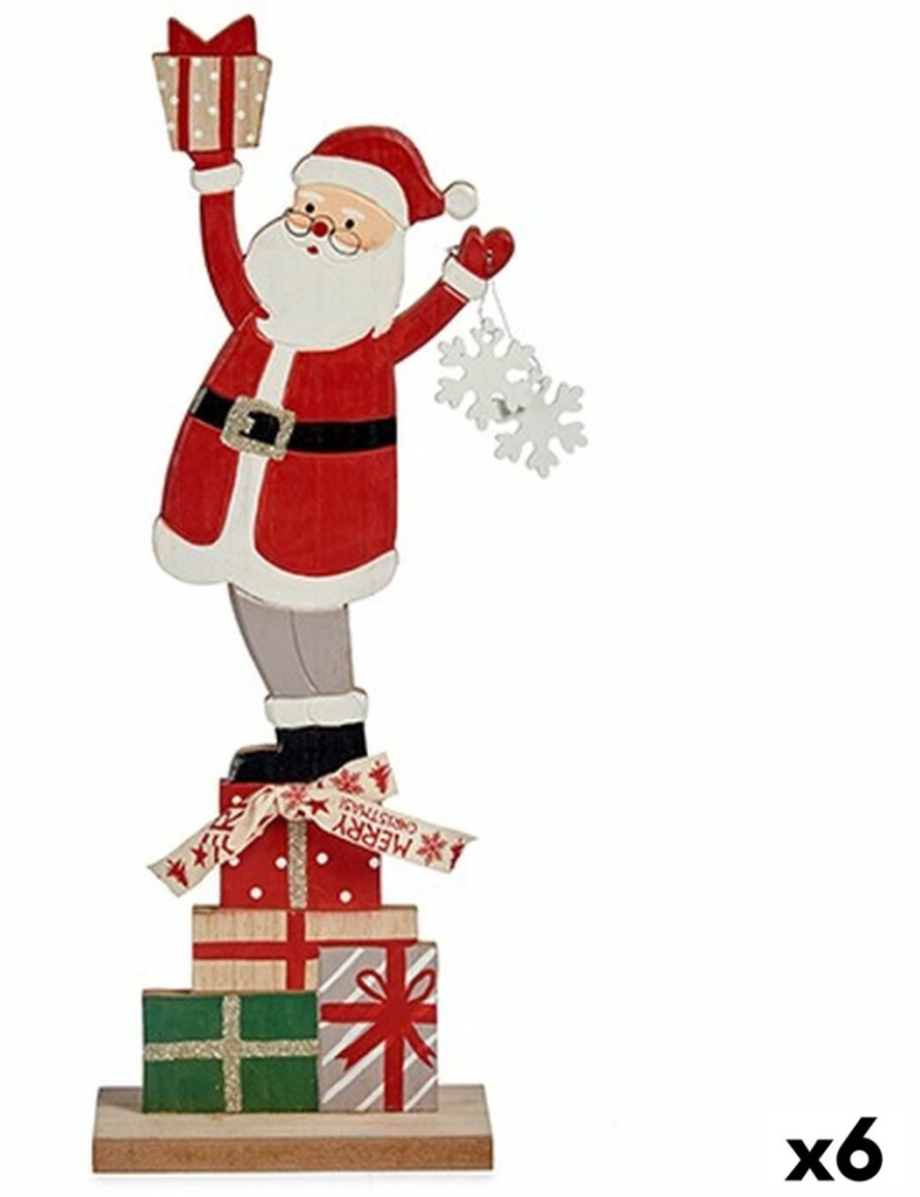 imagem de Figura Decorativa Pai Natal Branco Vermelho Cinzento Madeira 7 x 40 x 14 cm (6 Unidades)1
