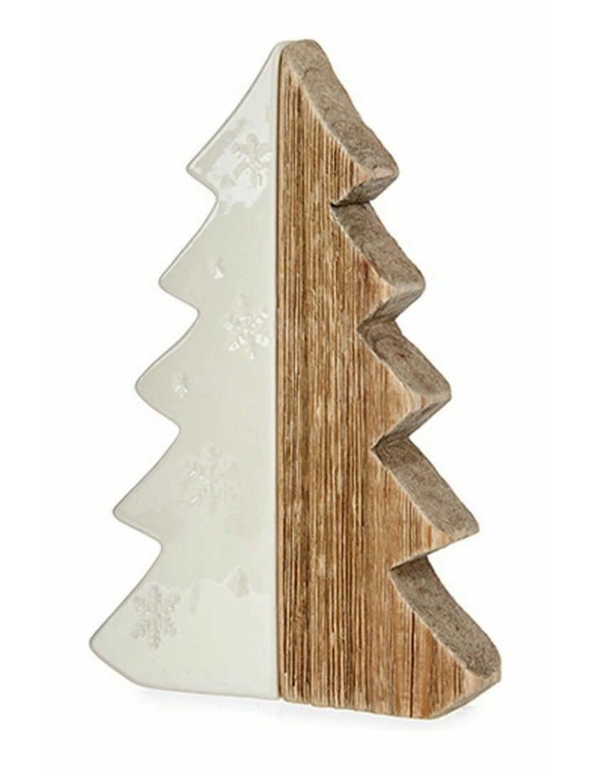 imagem de Figura Decorativa Árvore de Natal Branco Natural Madeira Cerâmica 3 x 21 x 14 cm (6 Unidades)2