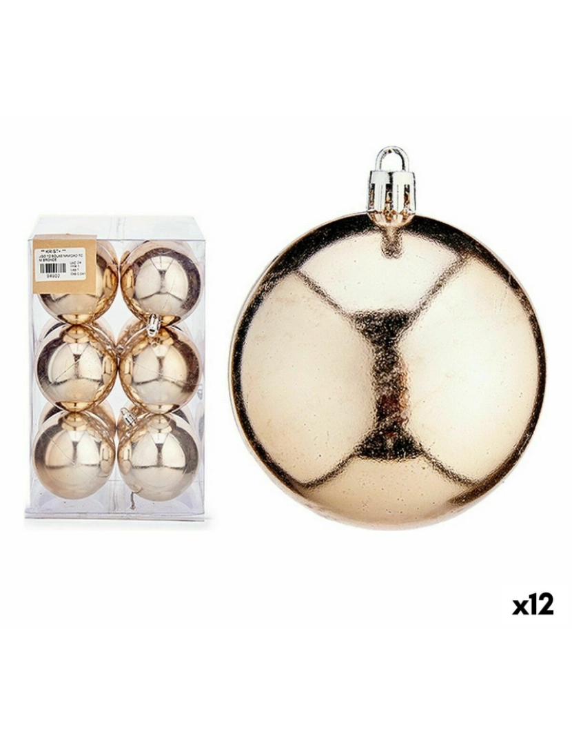 Krist+ - Conjunto de bolas de Natal champagne Plástico Ø 7 cm (12 Unidades)