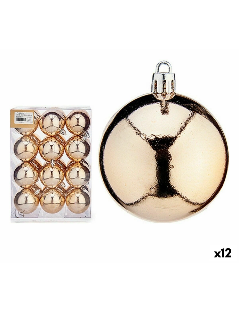 imagem de Conjunto de bolas de Natal champagne PVC 6 x 7 x 6 cm (12 Unidades)1