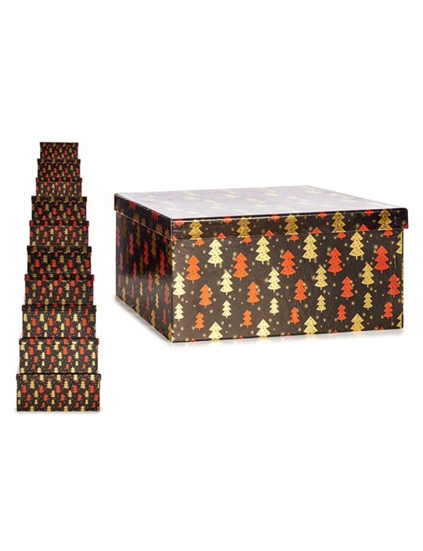 imagem de Jogo de Caixas Decorativas Árvore de Natal Preto Vermelho Dourado Cartão (2 Unidades)2