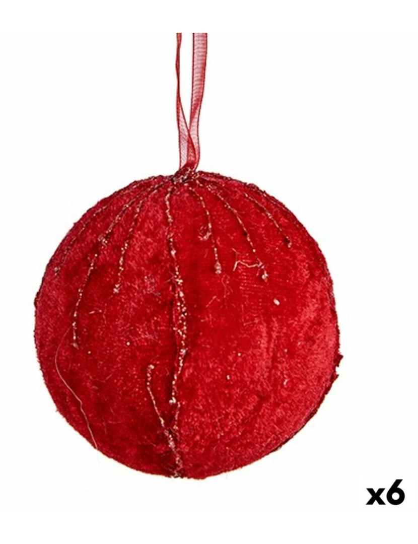 imagem de Conjunto de bolas de Natal Poliéster Vermelho 8 x 8 x 8 cm (6 Unidades)1