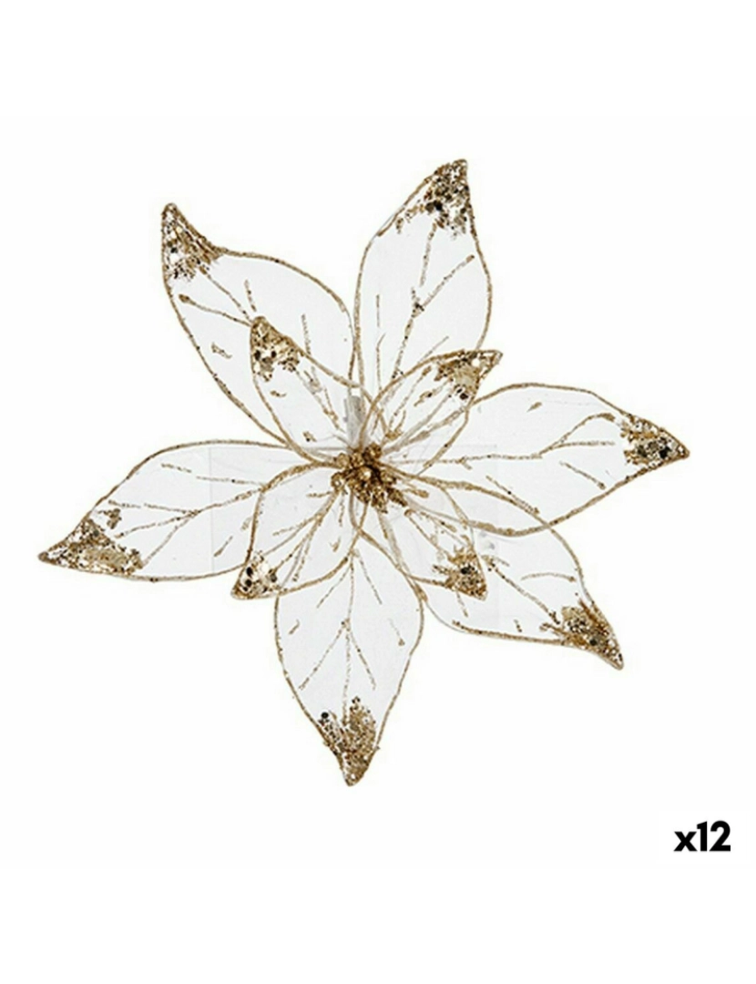 Krist+ - Flor Decorativa Dourado Plástico 25 x 25 x 7 cm (12 Unidades)