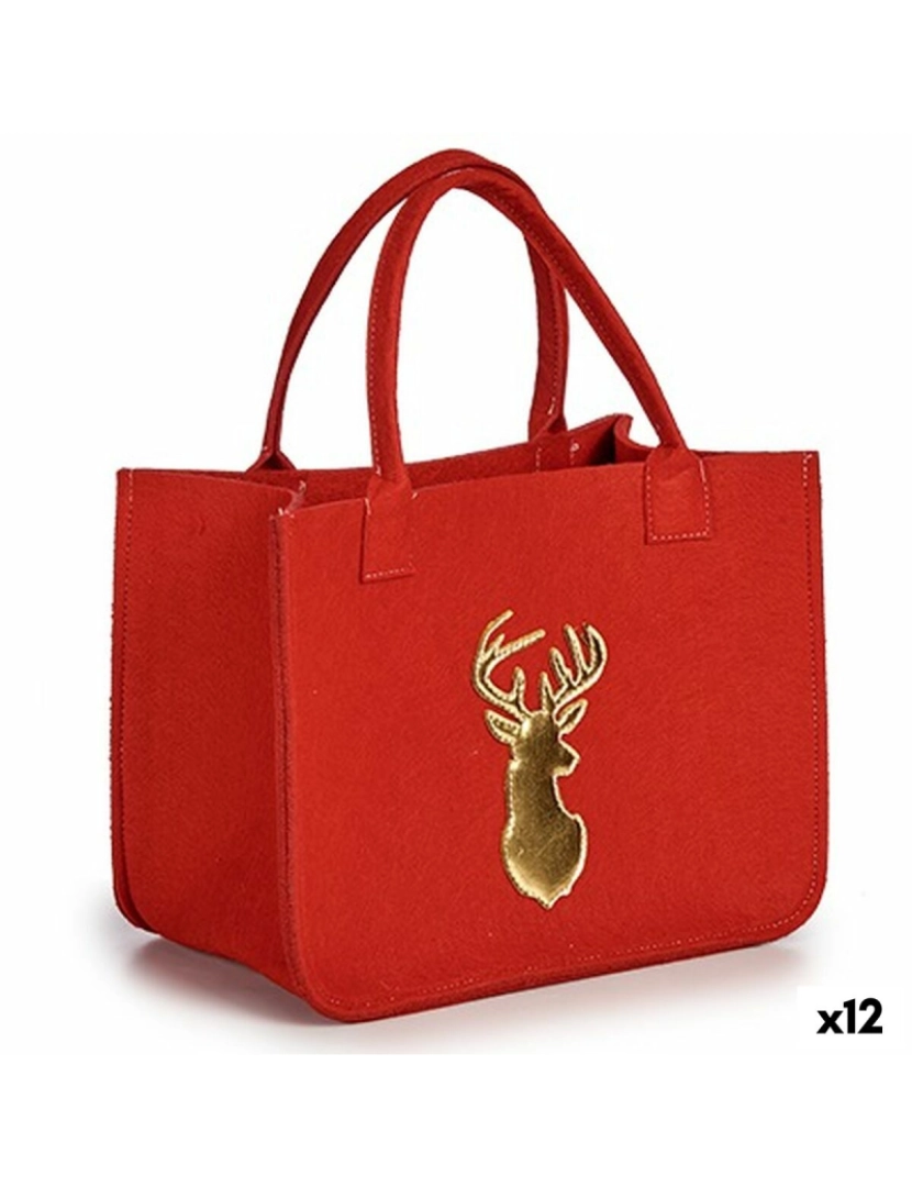 Krist+ - Saco Natalício Rena Vermelho Dourado 19 x 42 x 35 cm (12 Unidades)