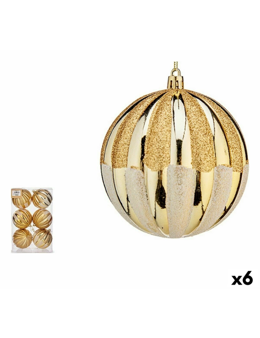 Krist+ - Conjunto de bolas de Natal 8 cm Dourado PVC (6 Unidades)