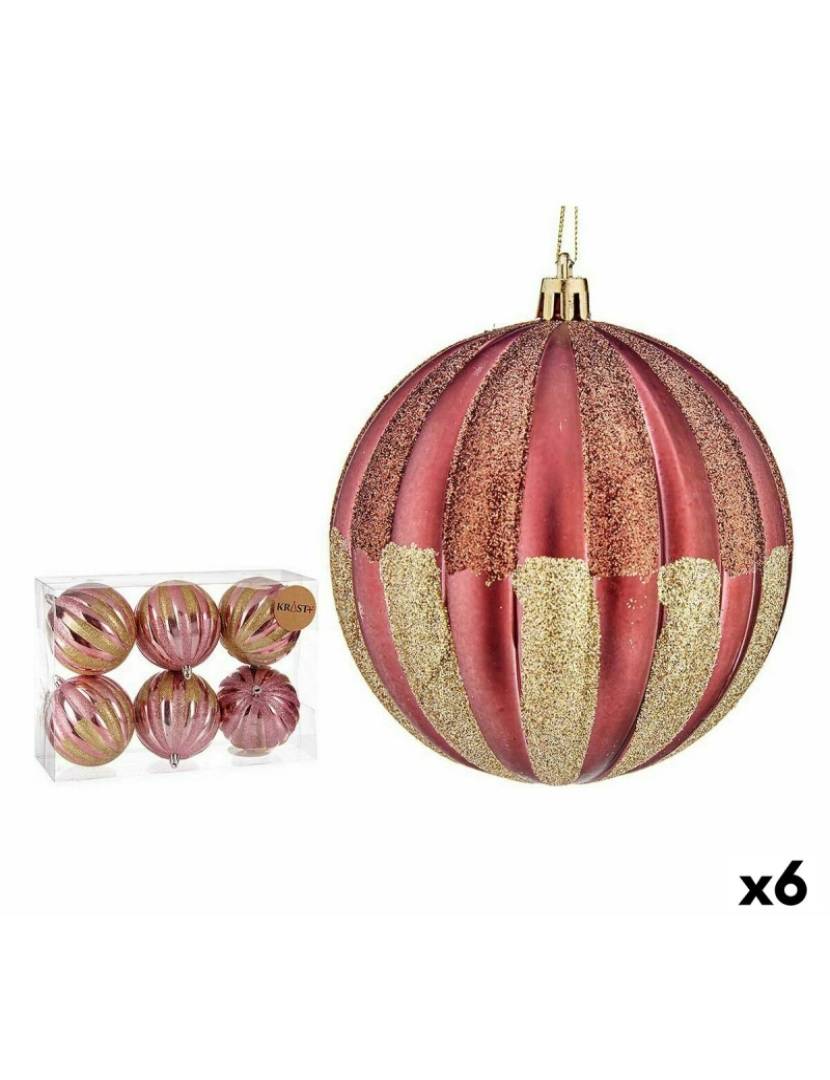 Krist+ - Conjunto de bolas de Natal 10 cm Cor de Rosa Dourado Plástico (6 Unidades)