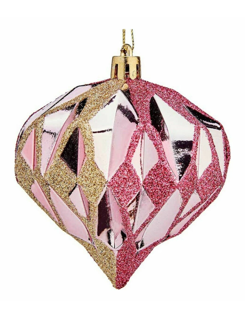 imagem de Conjunto de bolas de Natal Diamante Cor de Rosa Dourado Plástico 8 x 9 x 8 cm (12 Unidades)2