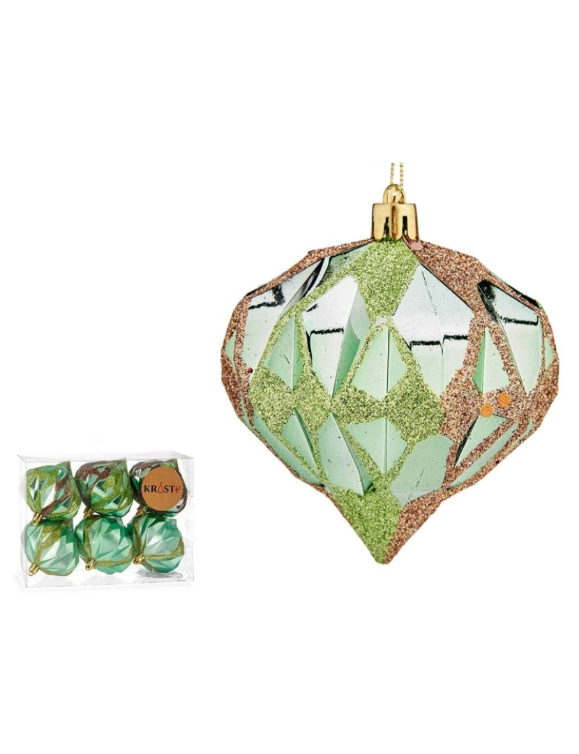 imagem de Conjunto de bolas de Natal Diamante Verde Plástico 8 x 9 x 8 cm (12 Unidades)3