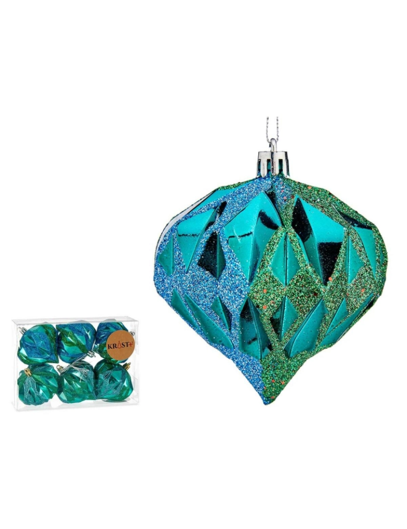 imagem de Conjunto de bolas de Natal Diamante Azul Plástico 8 x 9 x 8 cm (12 Unidades)3