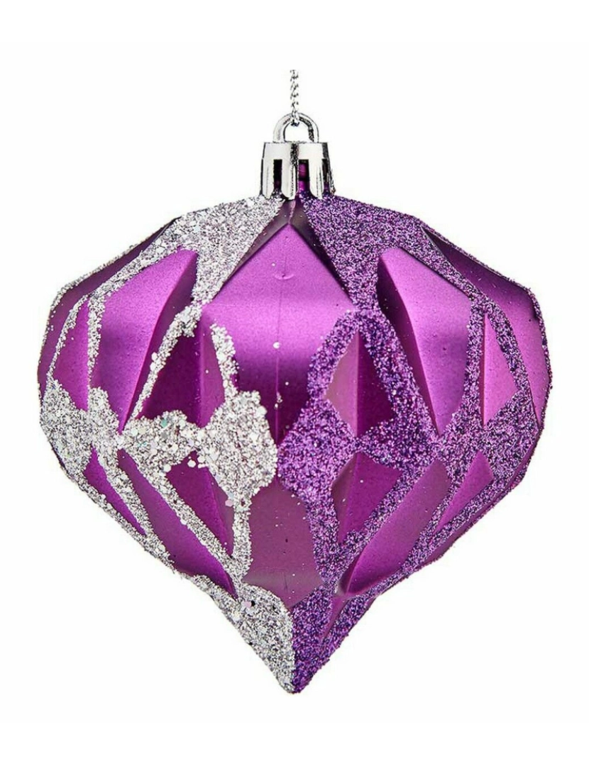 imagem de Conjunto de bolas de Natal Diamante Roxo Prateado Plástico 8 x 9 x 8 cm (12 Unidades)2