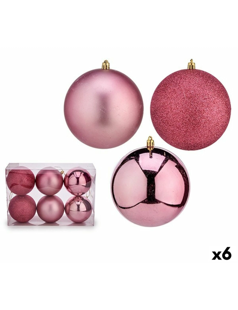 imagem de Conjunto de bolas de Natal Cor de Rosa PVC Ø 12 cm (6 Unidades)1