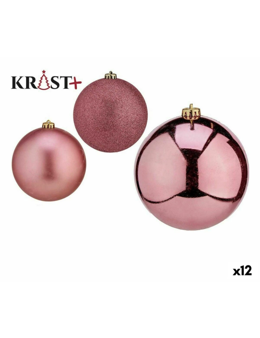 Krist+ - Conjunto de bolas de Natal Cor de Rosa PVC 10 cm (12 Unidades)