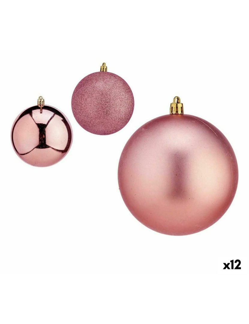 Krist+ - Conjunto de bolas de Natal Cor de Rosa Plástico 10 x 11 x 10 cm (12 Unidades)