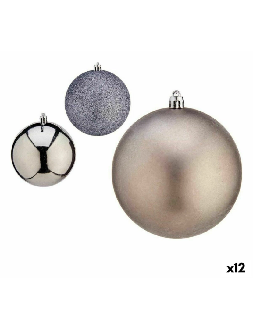 Krist+ - Conjunto de bolas de Natal Prateado Plástico 10 x 11 x 10 cm (12 Unidades)