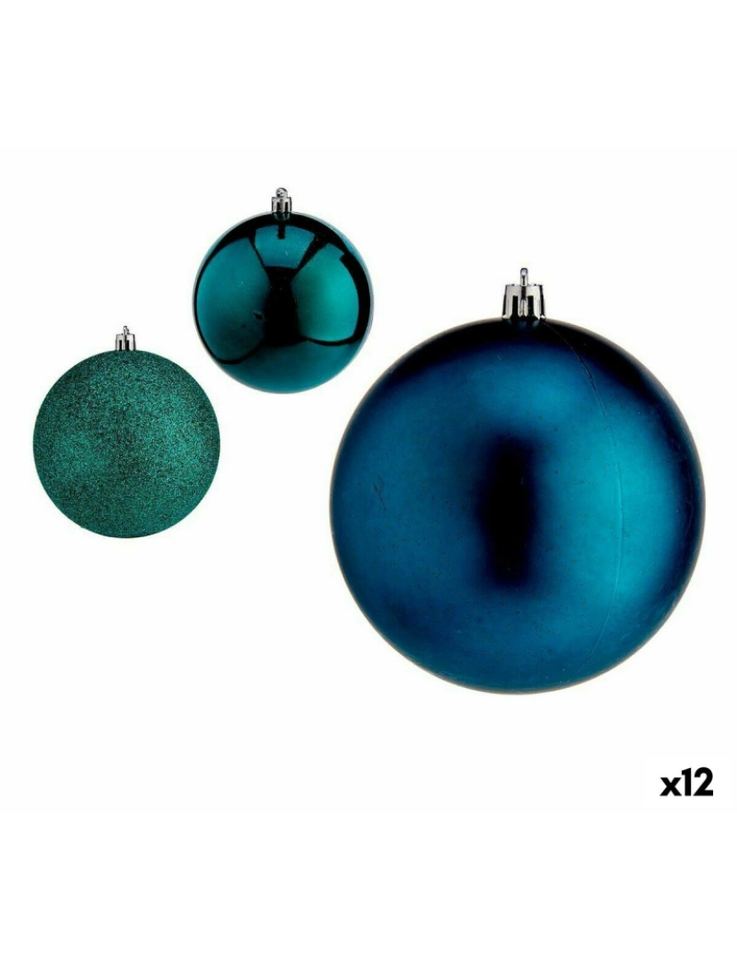Krist+ - Conjunto de bolas de Natal Azul Plástico 10 x 11 x 10 cm (12 Unidades)
