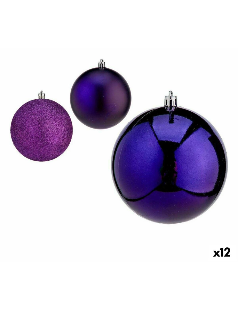 Krist+ - Conjunto de bolas de Natal Roxo Plástico 10 x 11 x 10 cm (12 Unidades)