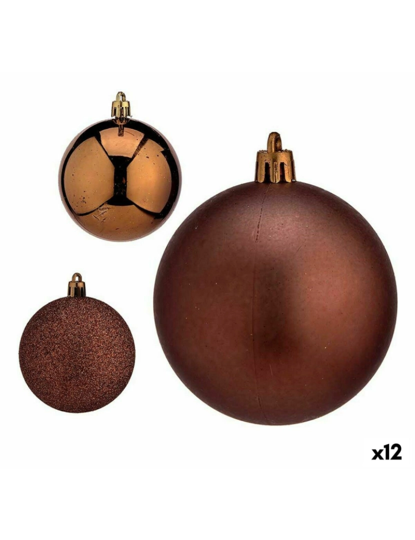 Krist+ - Conjunto de bolas de Natal Castanho Plástico 7 x 8 x 7 cm (12 Unidades)