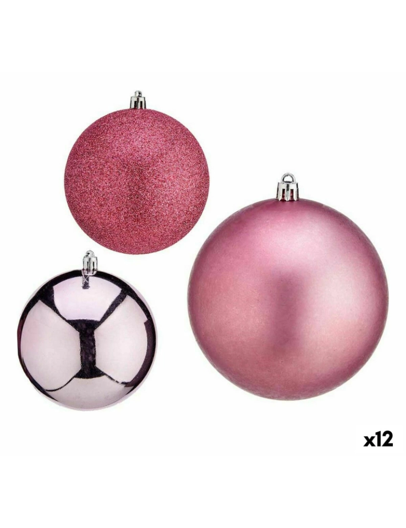 Krist+ - Conjunto de bolas de Natal Cor de Rosa Plástico 10 x 11 x 10 cm (12 Unidades)