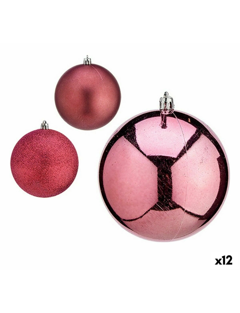 imagem de Conjunto de bolas de Natal Cor de Rosa Plástico 10 x 11 x 10 cm (12 Unidades)1