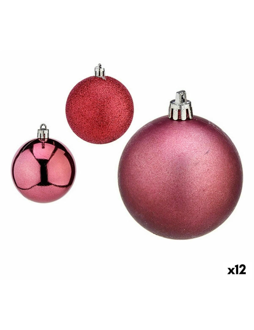 Krist+ - Conjunto de bolas de Natal Cor de Rosa Plástico 6 x 7 x 6 cm (12 Unidades)