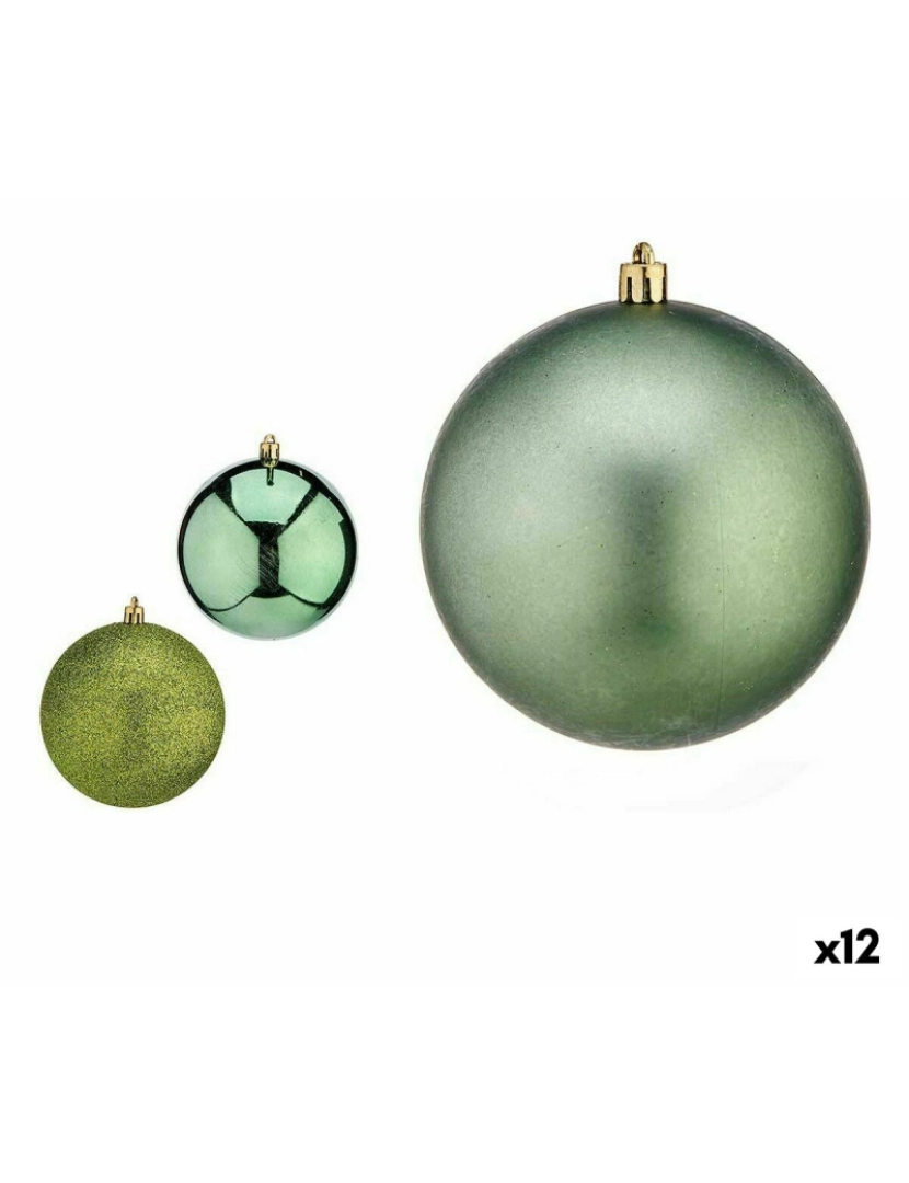 Krist+ - Conjunto de bolas de Natal Verde Plástico 10 x 11 x 10 cm (12 Unidades)