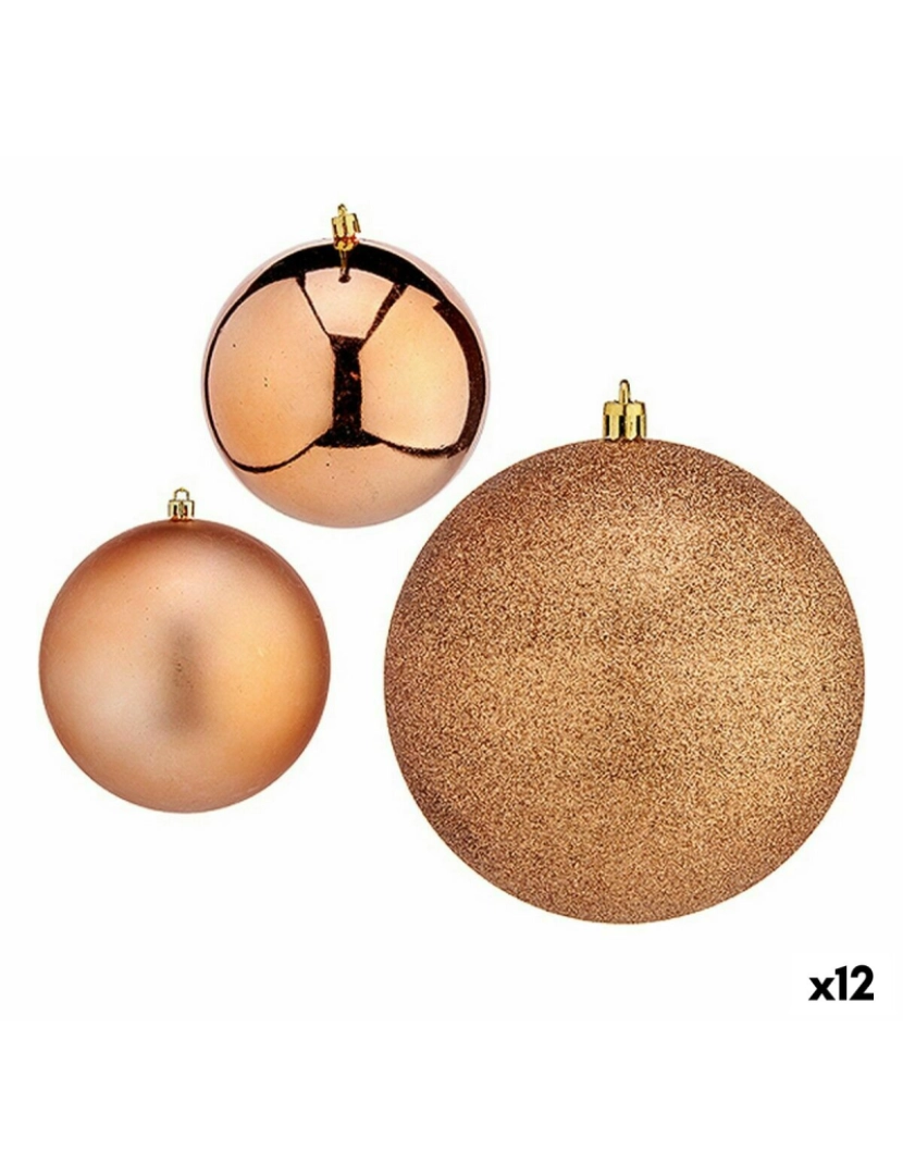 Krist+ - Conjunto de bolas de Natal Cobre Plástico 10 x 10 x 60 cm (12 Unidades)