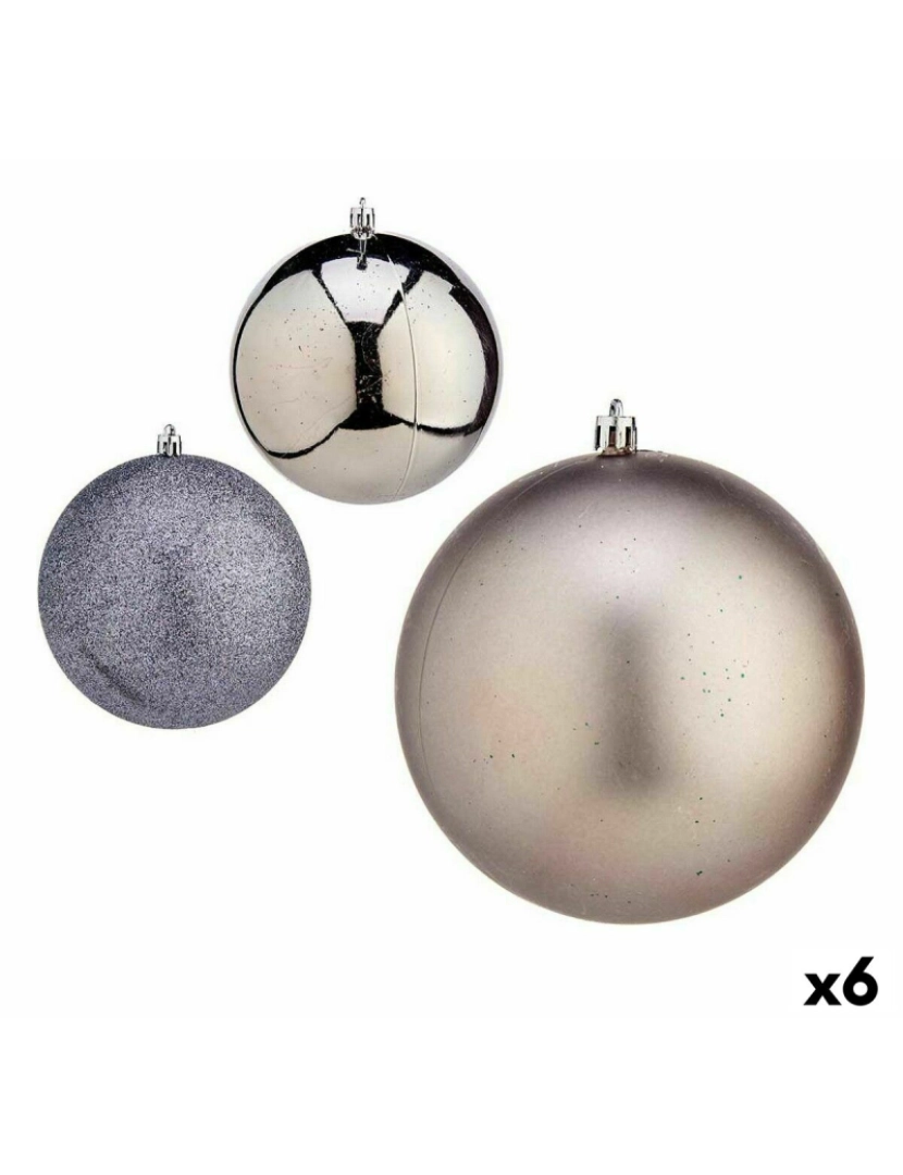 Krist+ - Conjunto de bolas de Natal Prateado Plástico Ø 12 cm (6 Unidades)