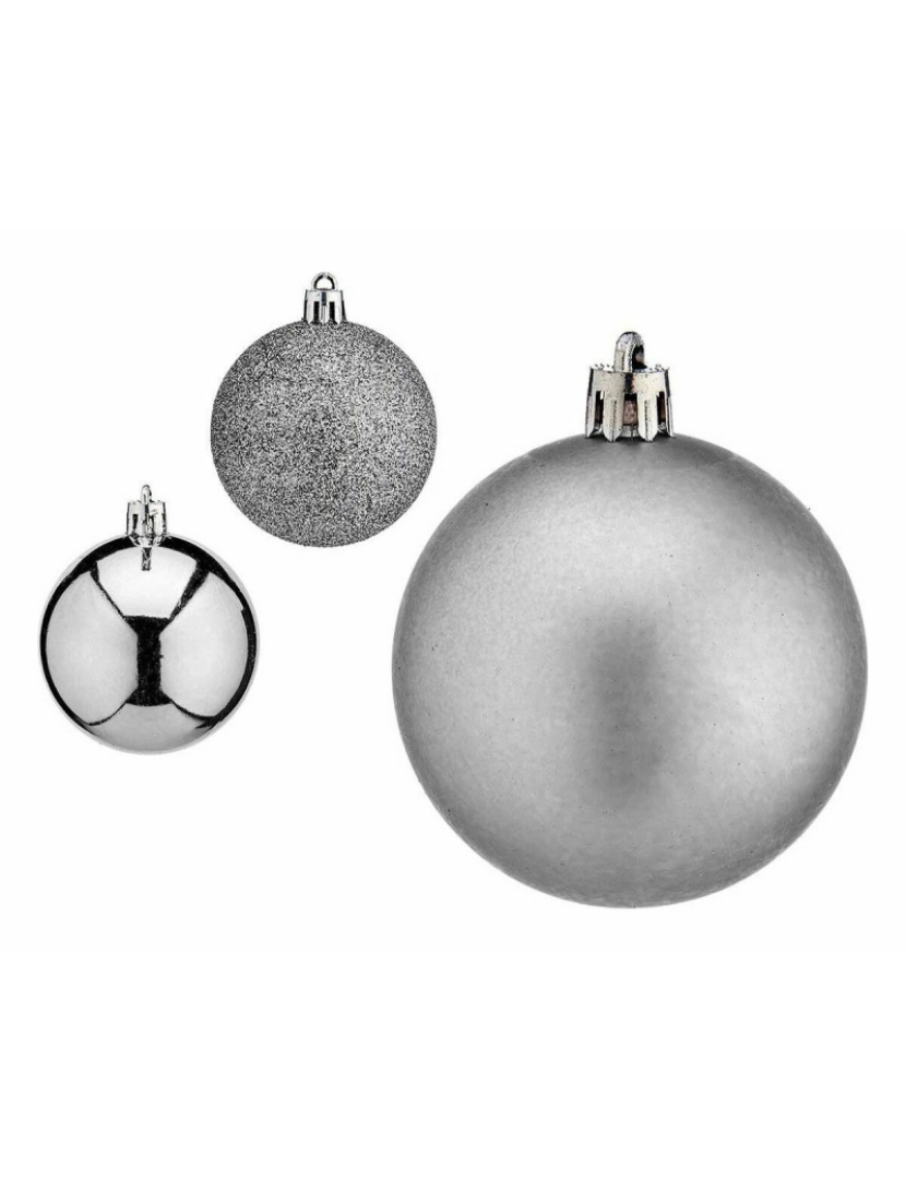 imagem de Conjunto de bolas de Natal Prateado Plástico Ø 6 cm (12 Unidades)2
