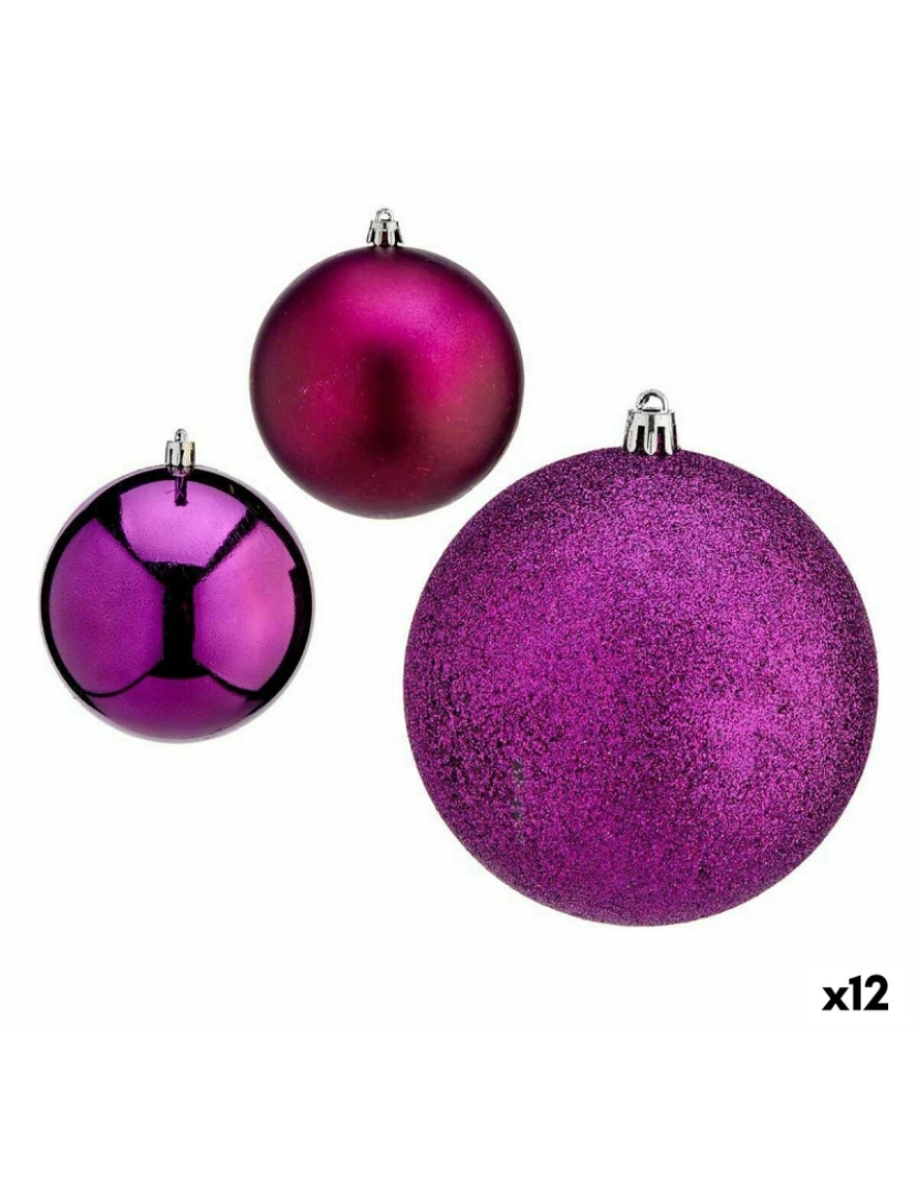 Krist+ - Conjunto de bolas de Natal Roxo Plástico 10 x 13 x 10 cm (12 Unidades)