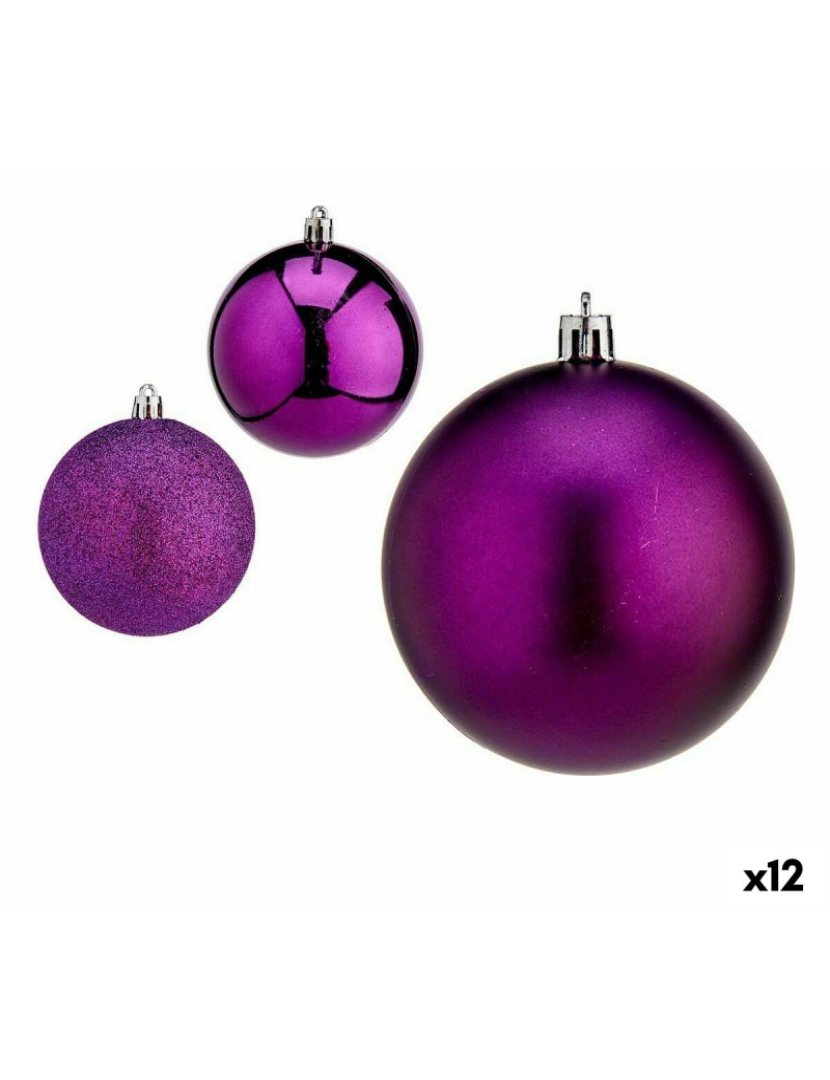 Krist+ - Conjunto de bolas de Natal Roxo Plástico 8 x 8 x 47 cm (12 Unidades)