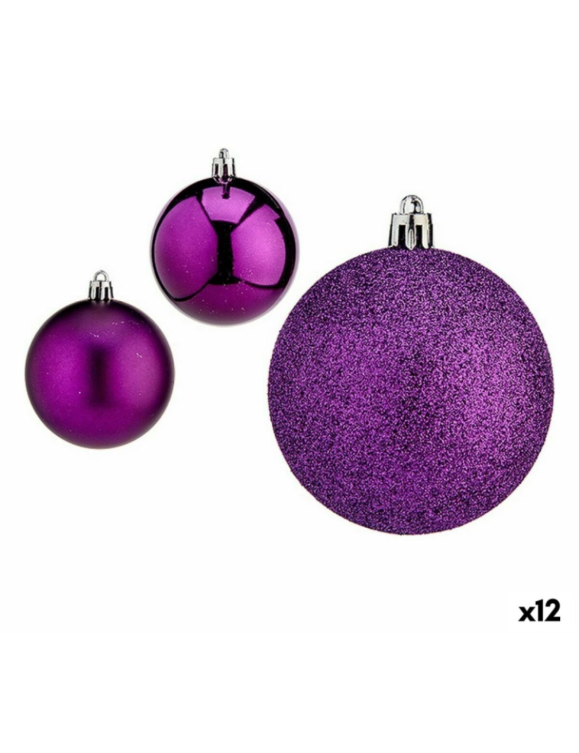 Krist+ - Conjunto de bolas de Natal Roxo Plástico 7 x 8 x 7 cm (12 Unidades)