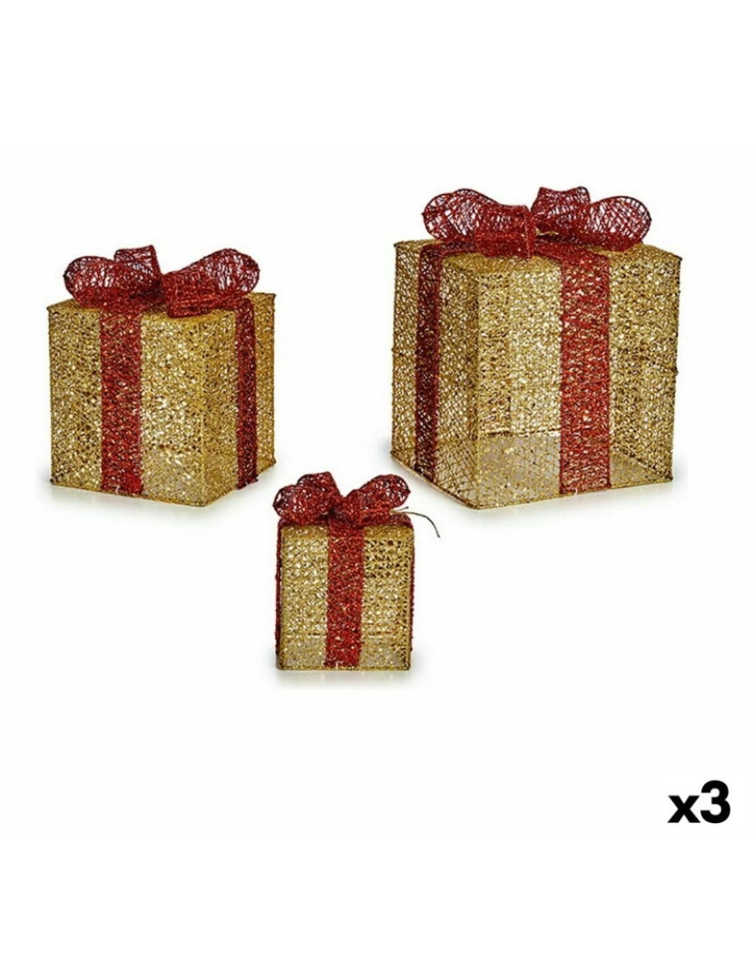 Krist+ - Conjunto de Decorações de Natal Metal Caixa de Oferta Vermelho Dourado (3 Unidades)