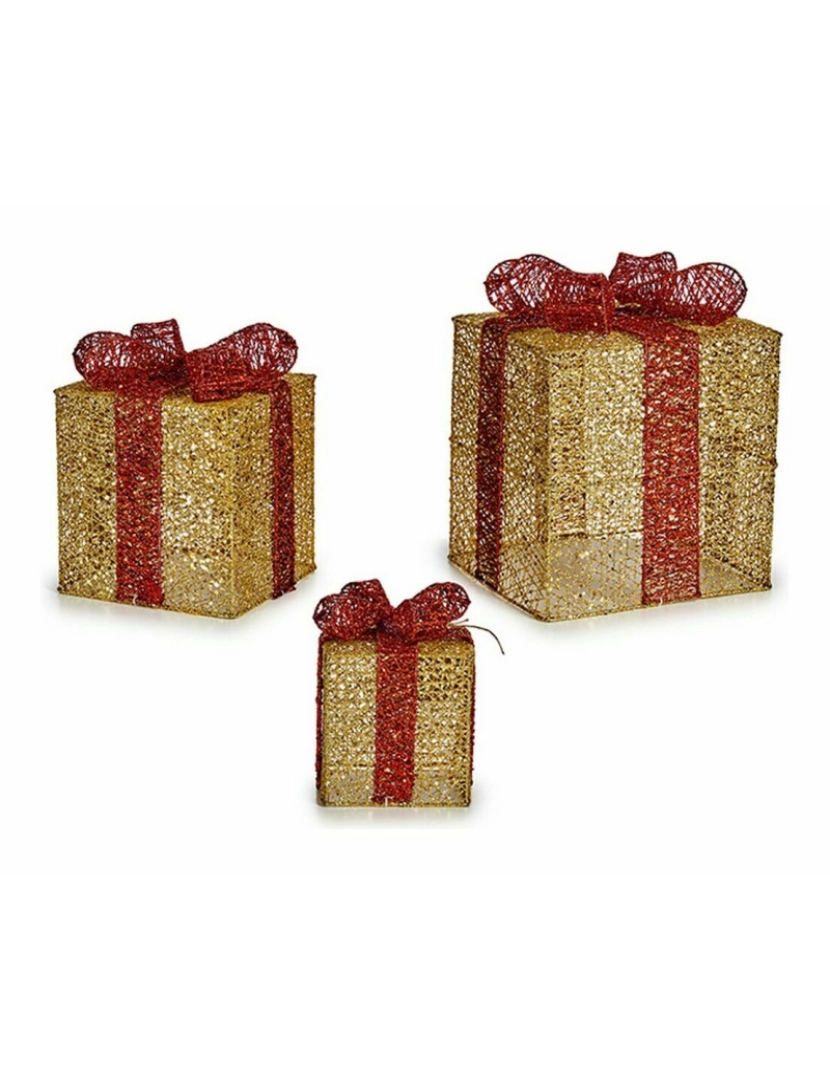 imagem de Conjunto de Decorações de Natal Metal Caixa de Oferta Vermelho Dourado (3 Unidades)2