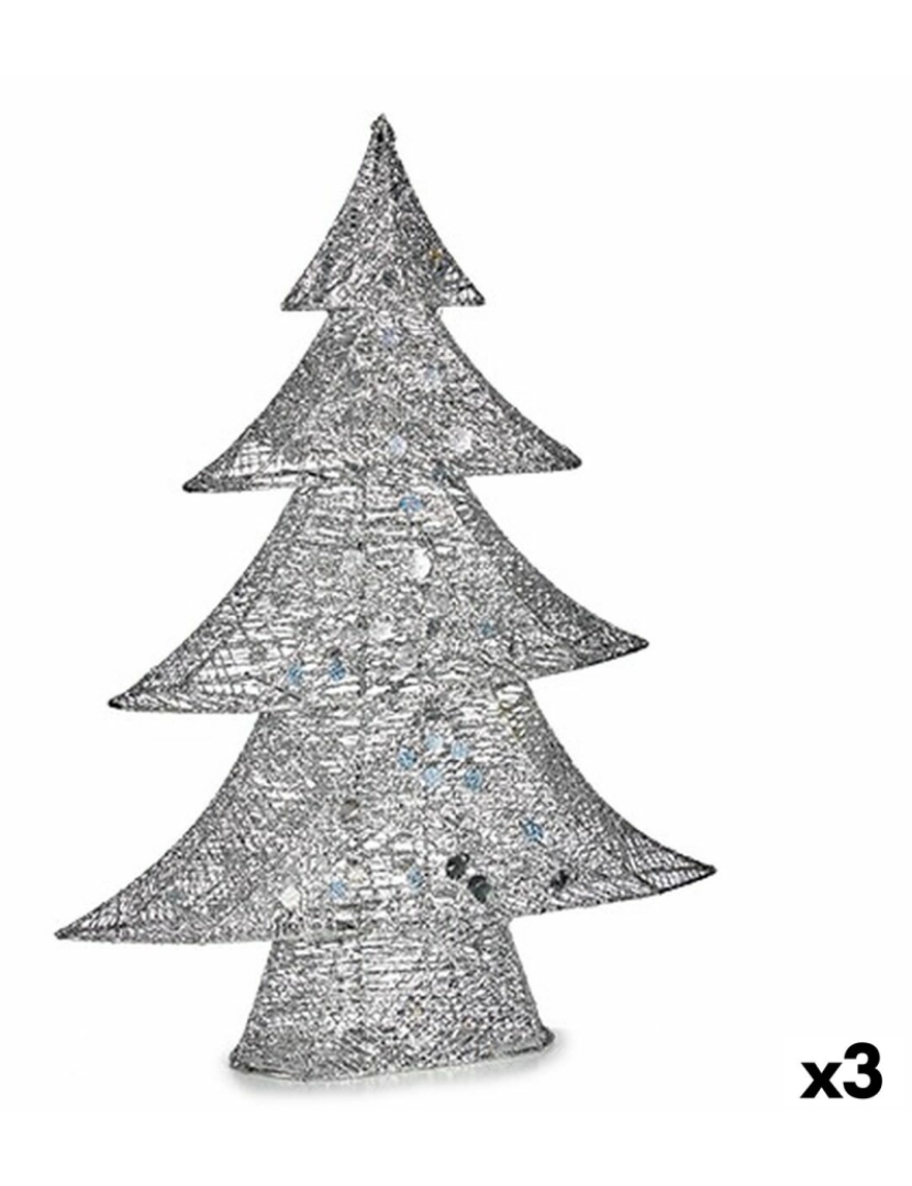 Krist+ - Figura Decorativa Árvore de Natal Metal Prateado 12 x 59,5 x 48,5 cm (3 Unidades)