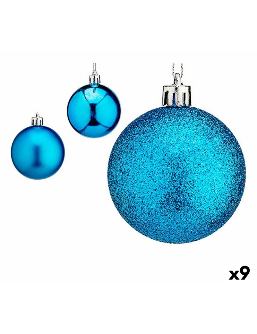 imagem de Conjunto de bolas de Natal 6 cm Azul Plástico (9 Unidades)1