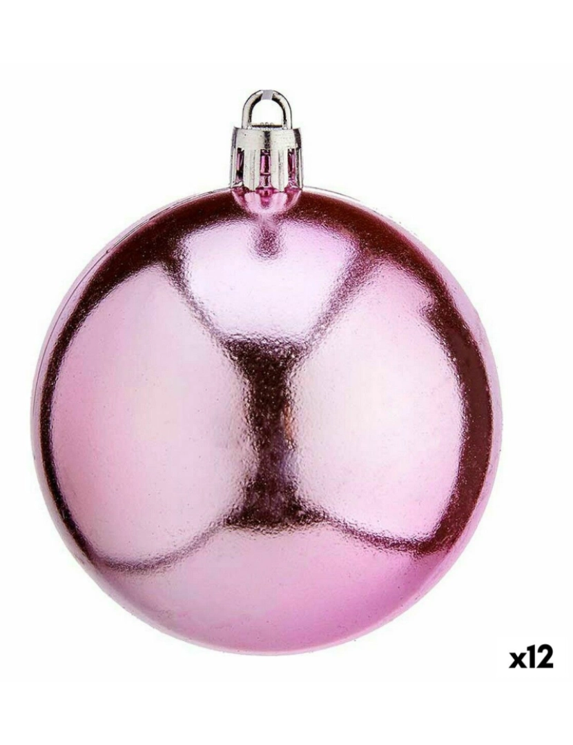 imagem de Conjunto de bolas de Natal Cor de Rosa Plástico Ø 7 cm (12 Unidades)1