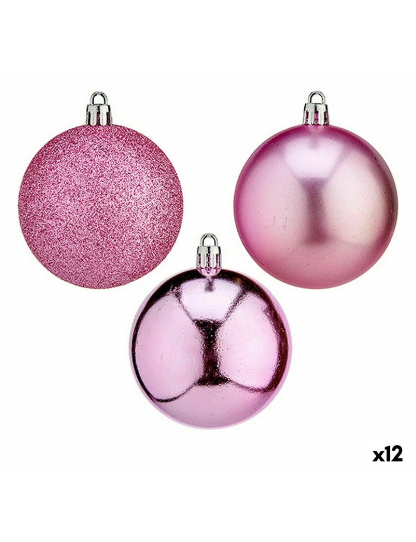 Krist+ - Conjunto de bolas de Natal Cor de Rosa PVC Ø 7 cm (12 Unidades)