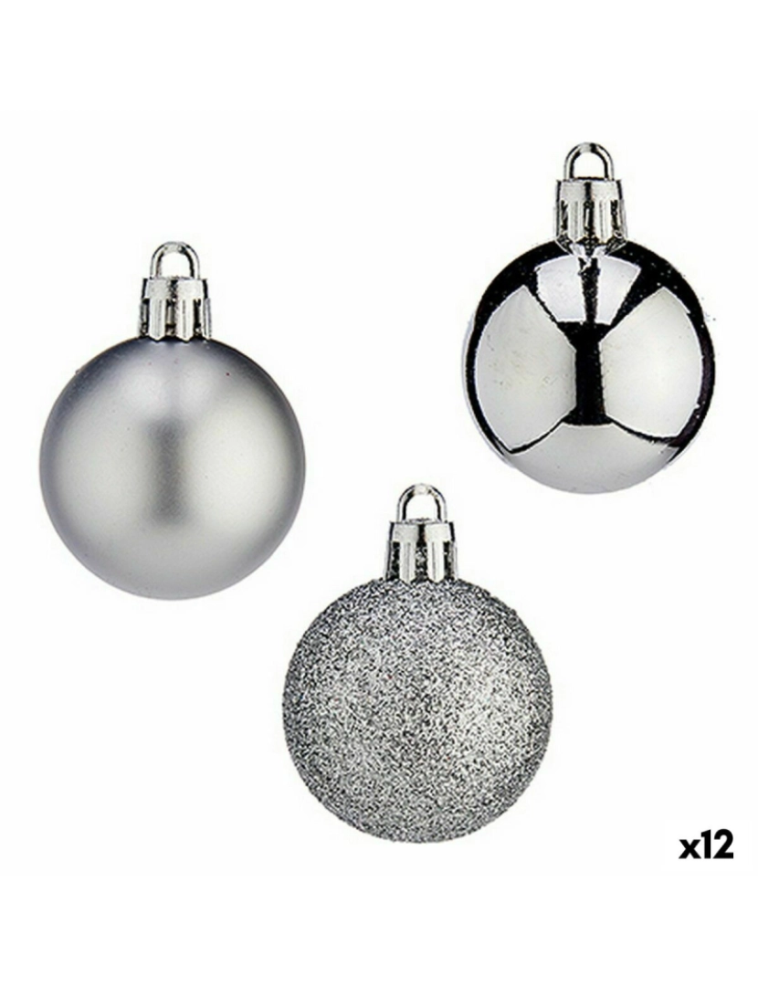 Krist+ - Conjunto de bolas de Natal 4 cm Prateado Plástico (12 Unidades)