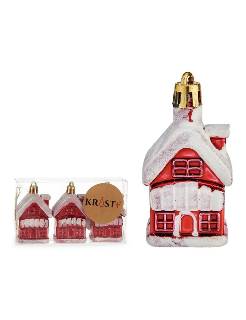 imagem de Conjunto de Decorações de Natal Casa Branco Vermelho Dourado Plástico 2,5 x 7 x 4 cm (12 Unidades)2