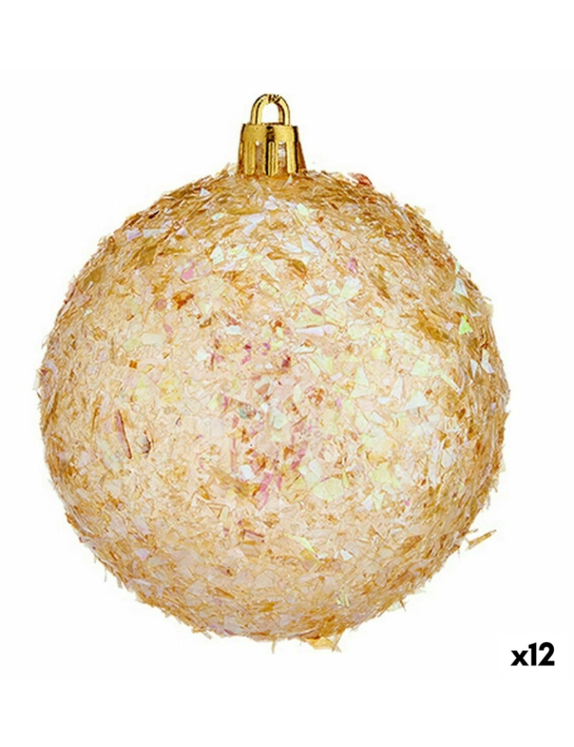 Krist+ - Conjunto de bolas de Natal Dourado Plástico 8 x 9 x 8 cm (12 Unidades)
