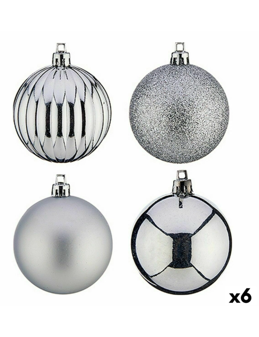 imagem de Conjunto de bolas de Natal Prateado Plástico 6 x 7 x 6 cm (6 Unidades)1
