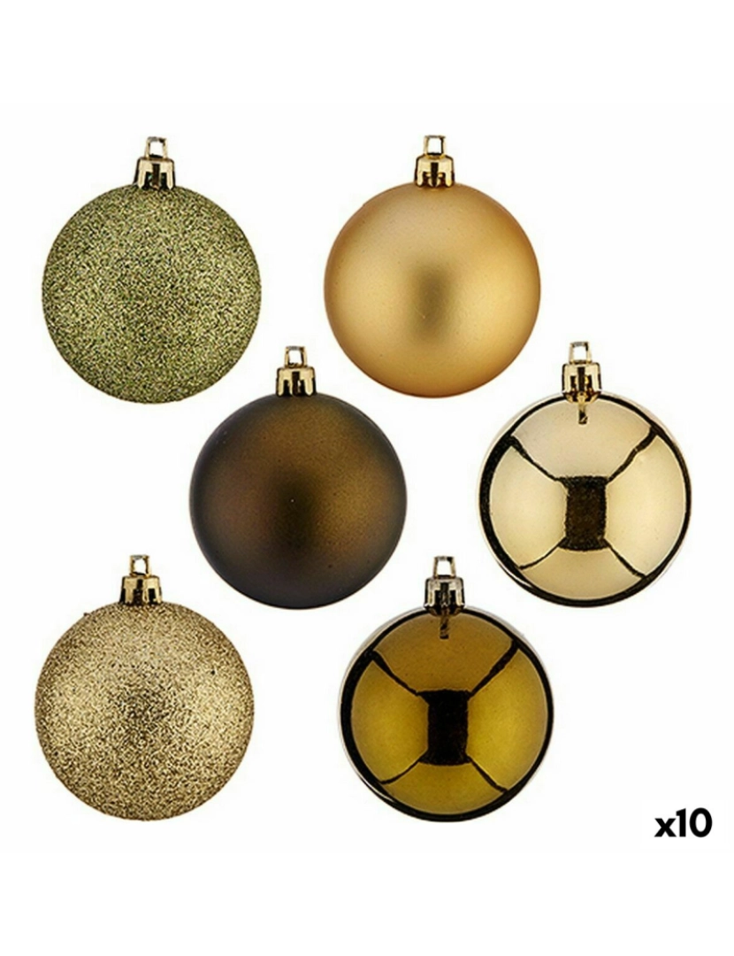 Krist+ - Conjunto de bolas de Natal Verde Dourado Plástico 6 x 7 x 6 cm (10 Unidades)