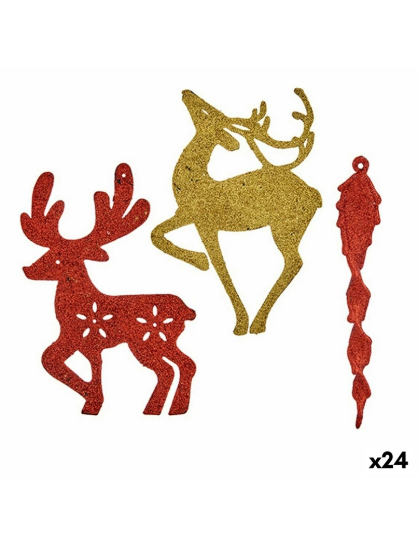 Krist+ - Conjunto de Decorações de Natal Vermelho Dourado Plástico 14,5 x 14,5 x 2 cm (24 Unidades)