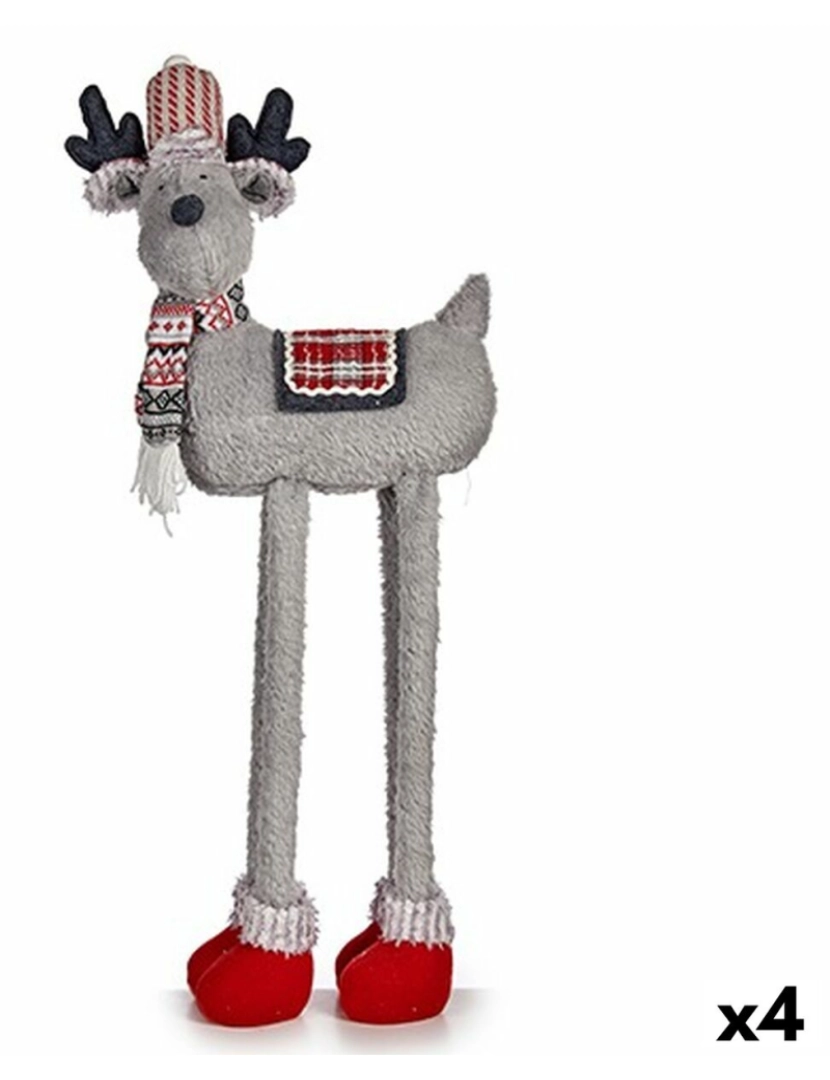 Krist+ - Figura Decorativa Rena de Natal Vermelho Cinzento 23 x 55 x 49 cm (4 Unidades)