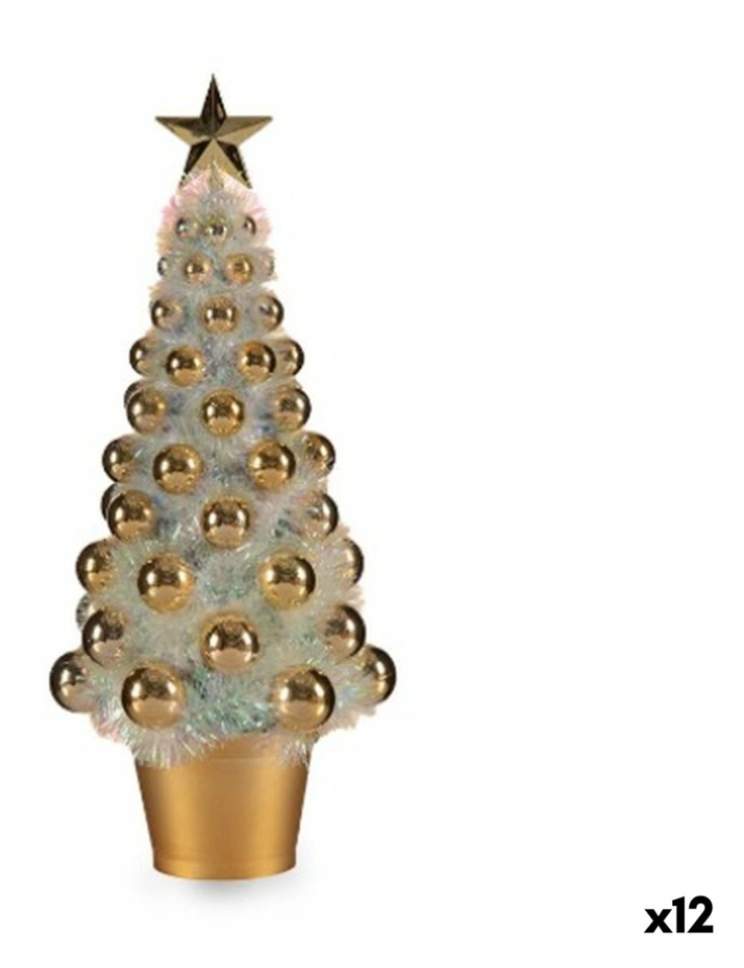 Krist+ - Figura Decorativa Árvore de Natal Dourado Polipropileno PET 16 x 37,5 x 16 cm (12 Unidades)
