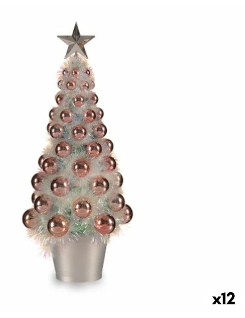 imagem de Figura Decorativa Árvore de Natal Cor de Rosa Polipropileno PET 16 x 37,5 x 16 cm (12 Unidades)1