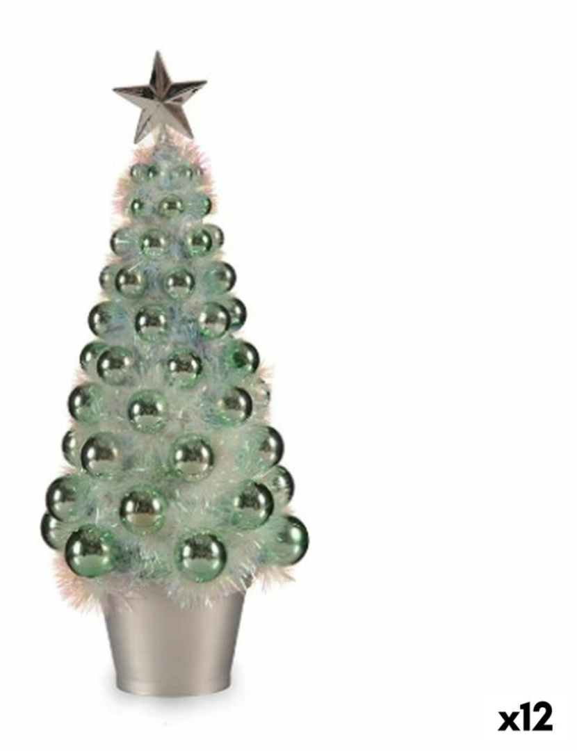 Krist+ - Figura Decorativa Árvore de Natal Verde Polipropileno PET 16 x 37,5 x 16 cm (12 Unidades)
