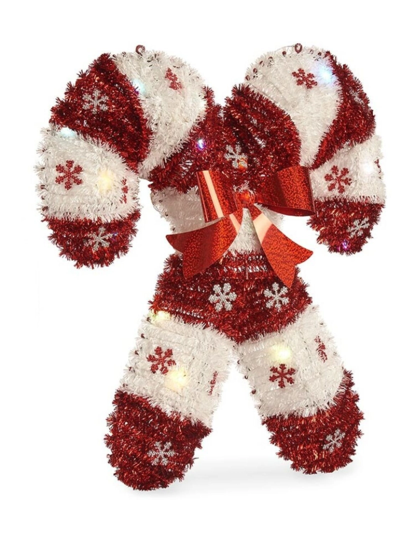 imagem de Figura Decorativa Bengala Doce Enfeite Cintilante Leve LED Branco Vermelho Polipropileno PET 47 x 6 x 47 cm (12 Unidades)2