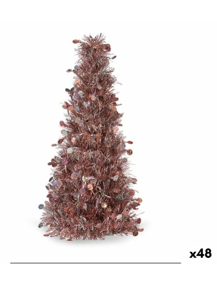 imagem de Figura Decorativa Árvore de Natal Enfeite Cintilante Branco Cor de Rosa Polipropileno PET 18 x 31 x 18 cm (48 Unidades)1